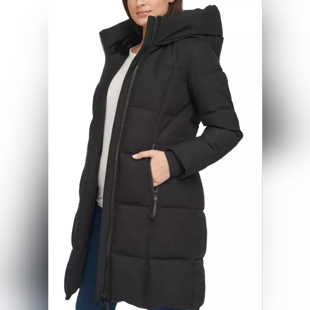Calvin Klein Ladies' Oxford Hi-Neck Black PufferJacket Various Size W Lined Hood